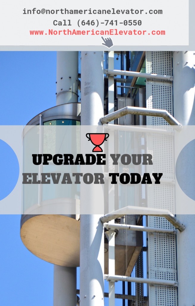 elevator modernization services with modern elevator in background